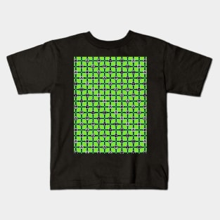 1970s Retro Inspired Polyhedral Dice Set and Leaf Seamless Pattern - Green Kids T-Shirt